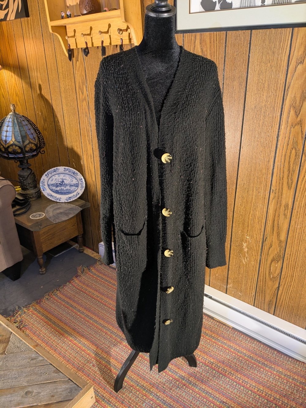 No Boundaries Black Fuzzy Knit Midi Cardigan
